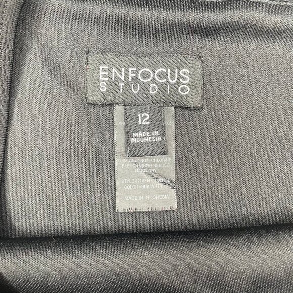 Enfocus Studio Black & White Geometric Lace Fit and Flare Dress Size 12 - Picture 9 of 11